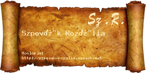 Szpevák Rozália névjegykártya